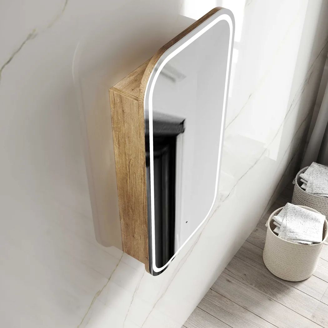 Newport LED Shaving Cabinet - Natural Oak