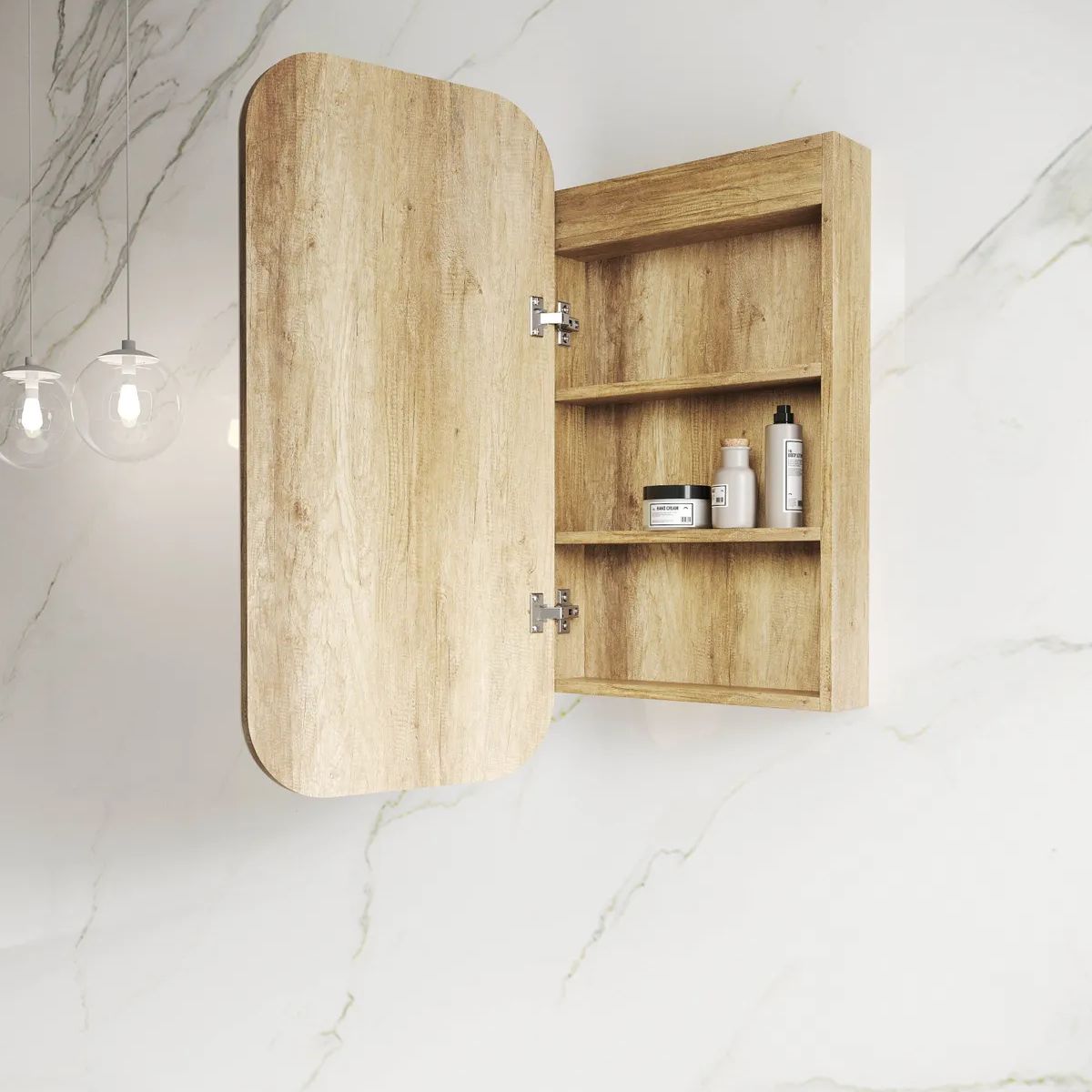 Newport LED Shaving Cabinet - Natural Oak