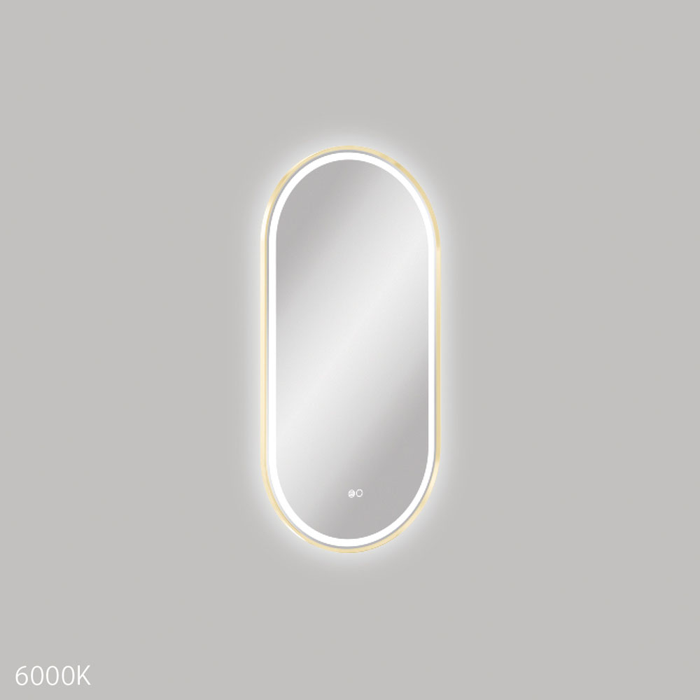 Reba LED 450 x 900mm Framed Mirror, Urban Brass