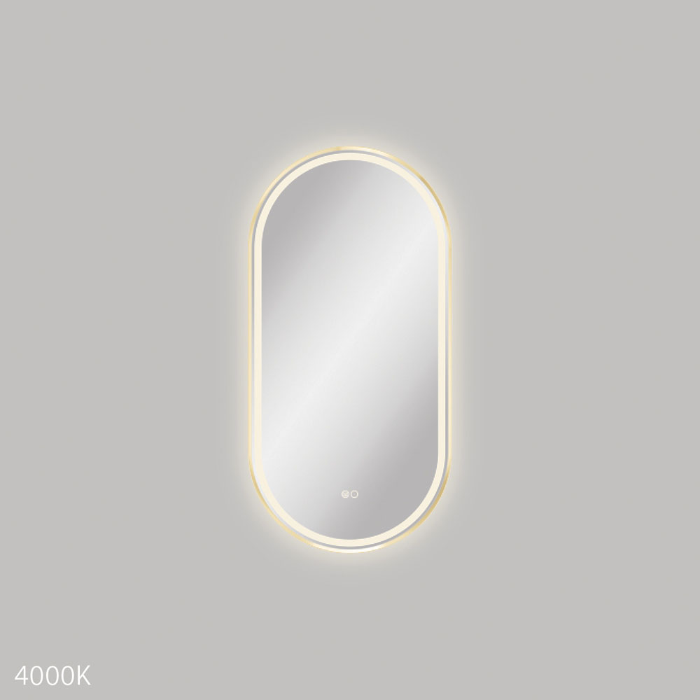 Reba LED 450 x 900mm Framed Mirror, Urban Brass