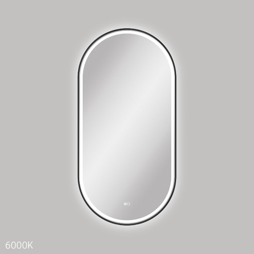 Reba LED 600 x 1200mm Framed Mirror, Matte Black