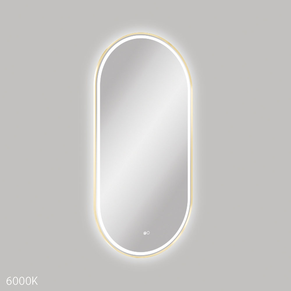 Reba LED 600 x 1200mm Framed Mirror, Urban Brass