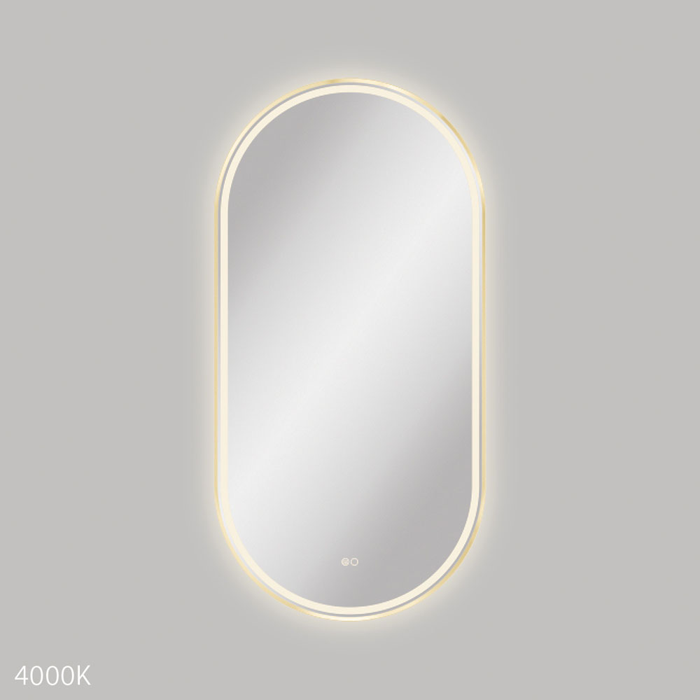Reba LED 600 x 1200mm Framed Mirror, Urban Brass
