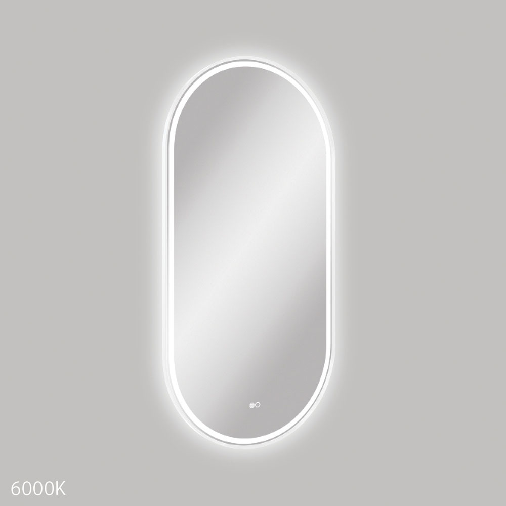 Reba LED 600 x 1200mm Framed Mirror, Matte White