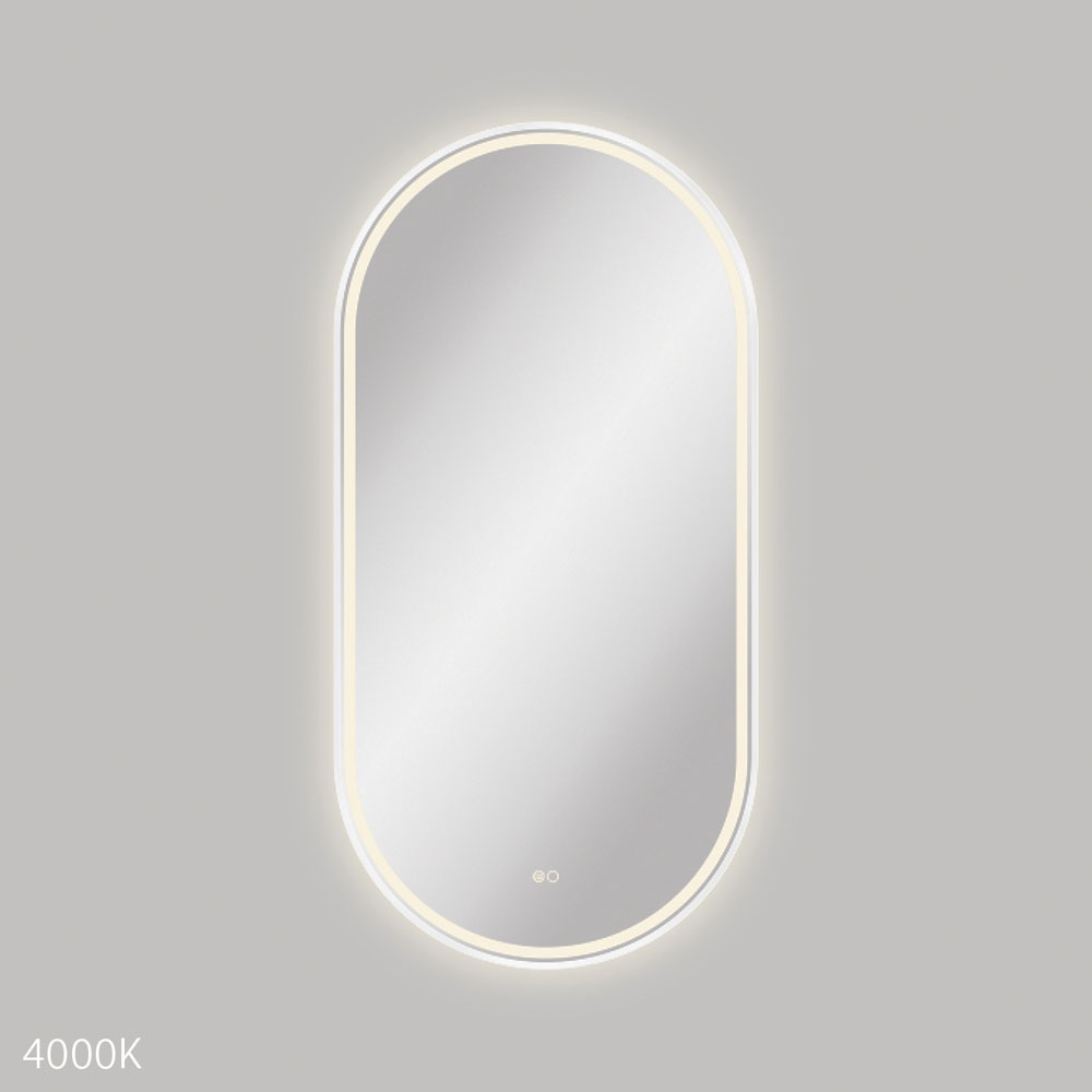 Reba LED 600 x 1200mm Framed Mirror, Matte White
