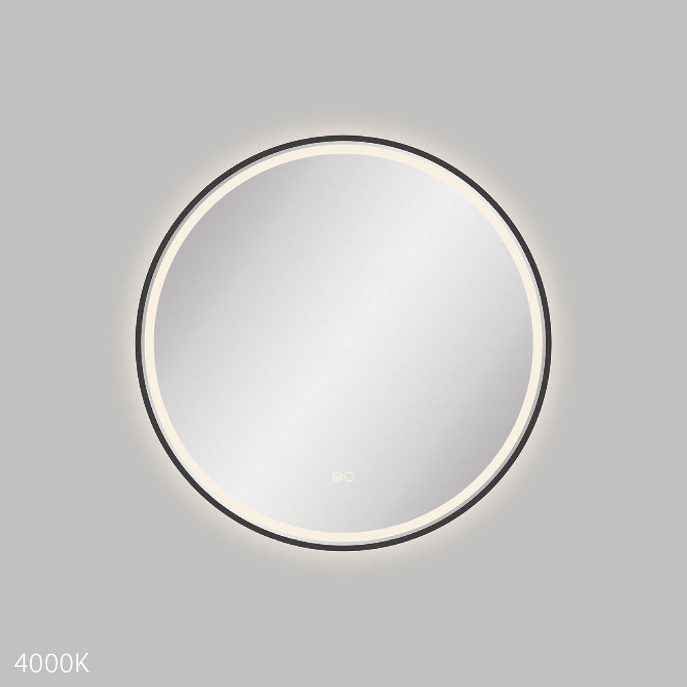 Reba LED 700mm Framed Mirror, Matte Black