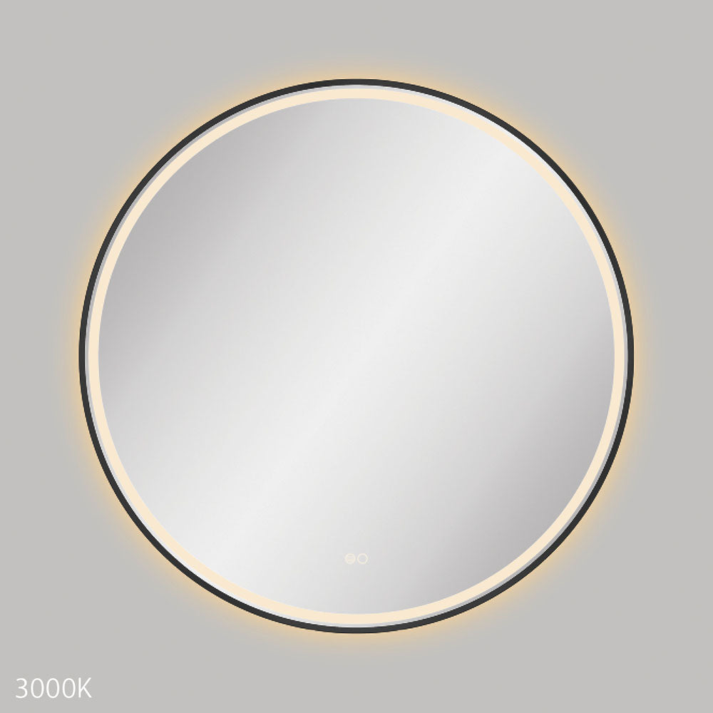 Reba LED 900mm Framed Mirror, Matte Black