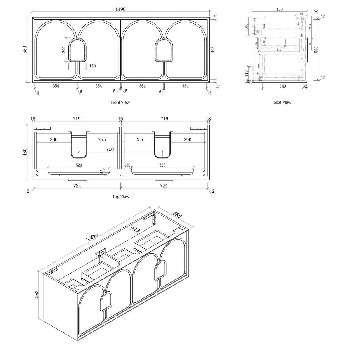 Laguna Black American Oak 1500X460 Vanity