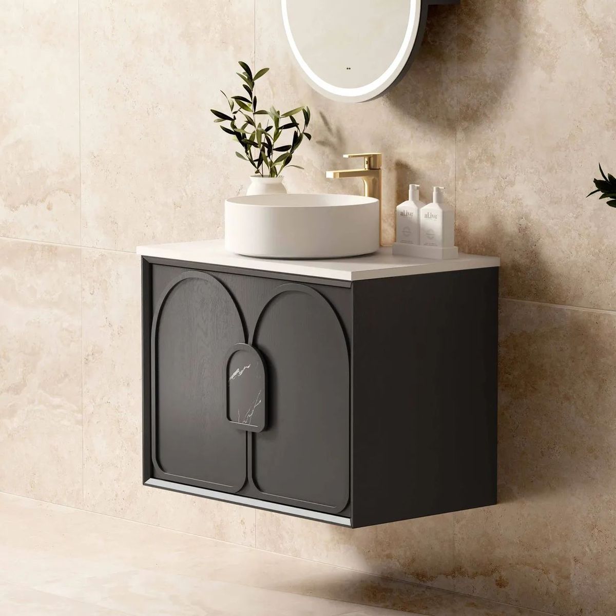 Laguna Black American Oak 750X460 Vanity
