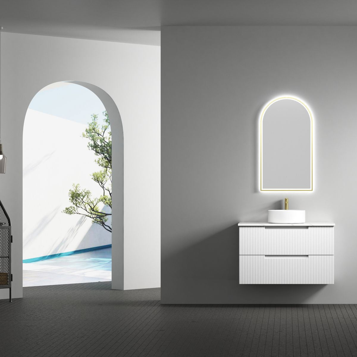 Aulic Canterbury LED Mirror - Brushed Gold
