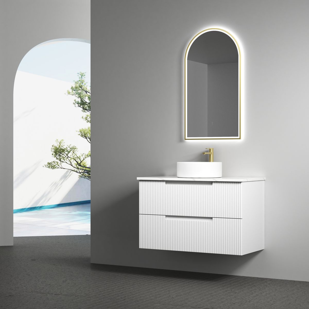 Aulic Canterbury LED Mirror - Brushed Gold