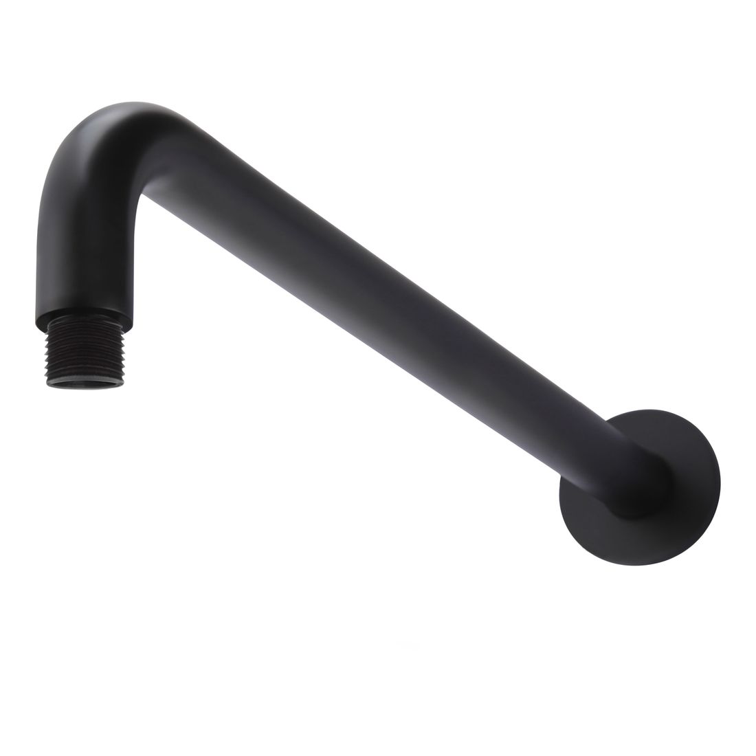 Round Wall Shower Curved Arm 400mm Matte Black