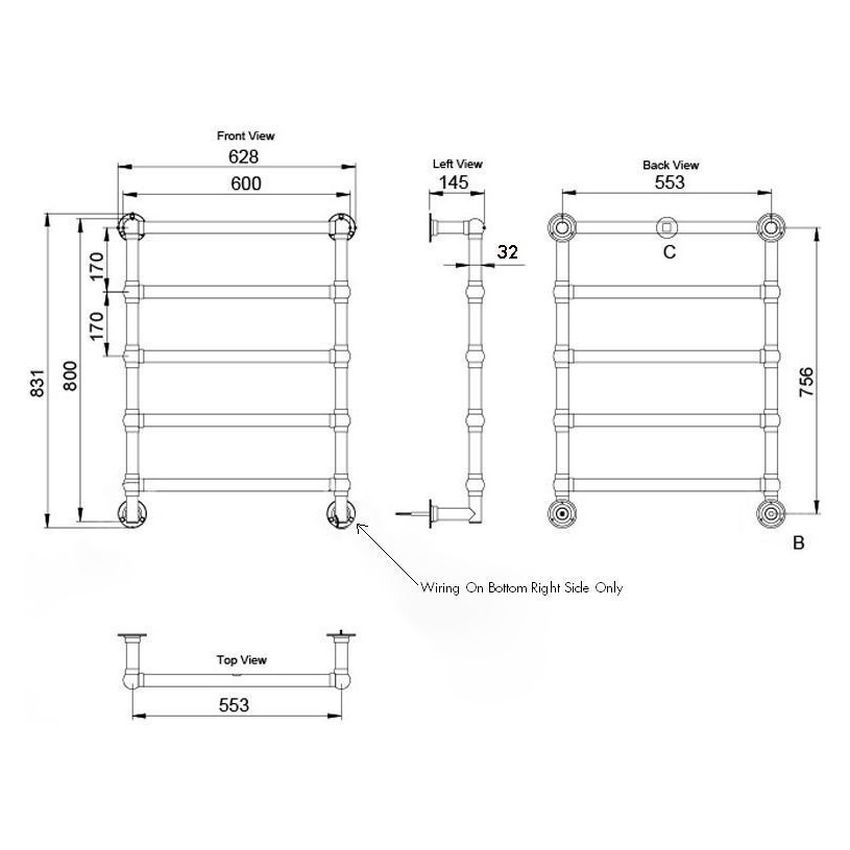 Mayer Heated Towel Rail - Chrome