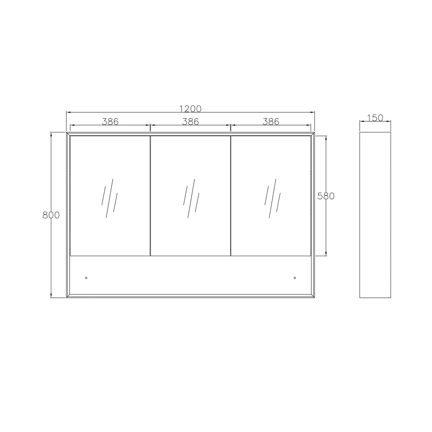 Marlo 1200 Wall-Hung Shaving Cabinet Matte Black
