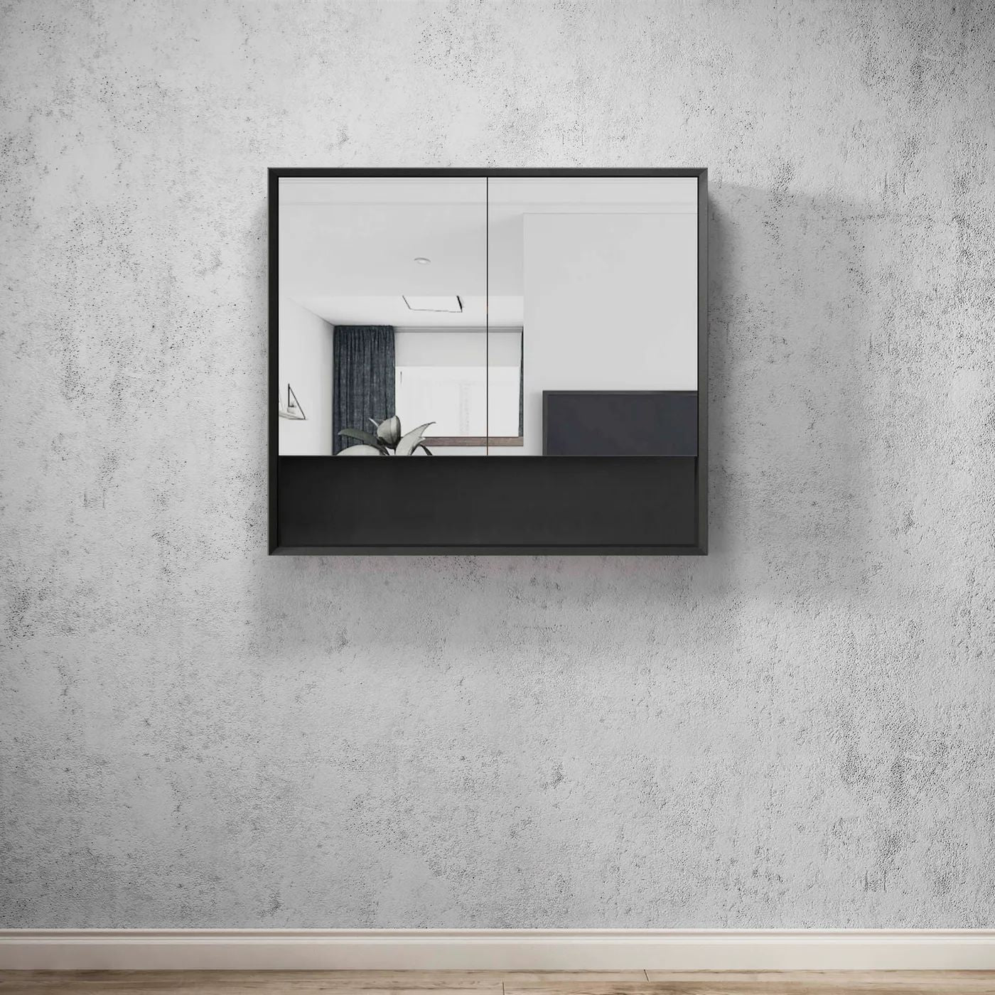 Marlo 900 Wall-Hung Shaving Cabinet Matte Black