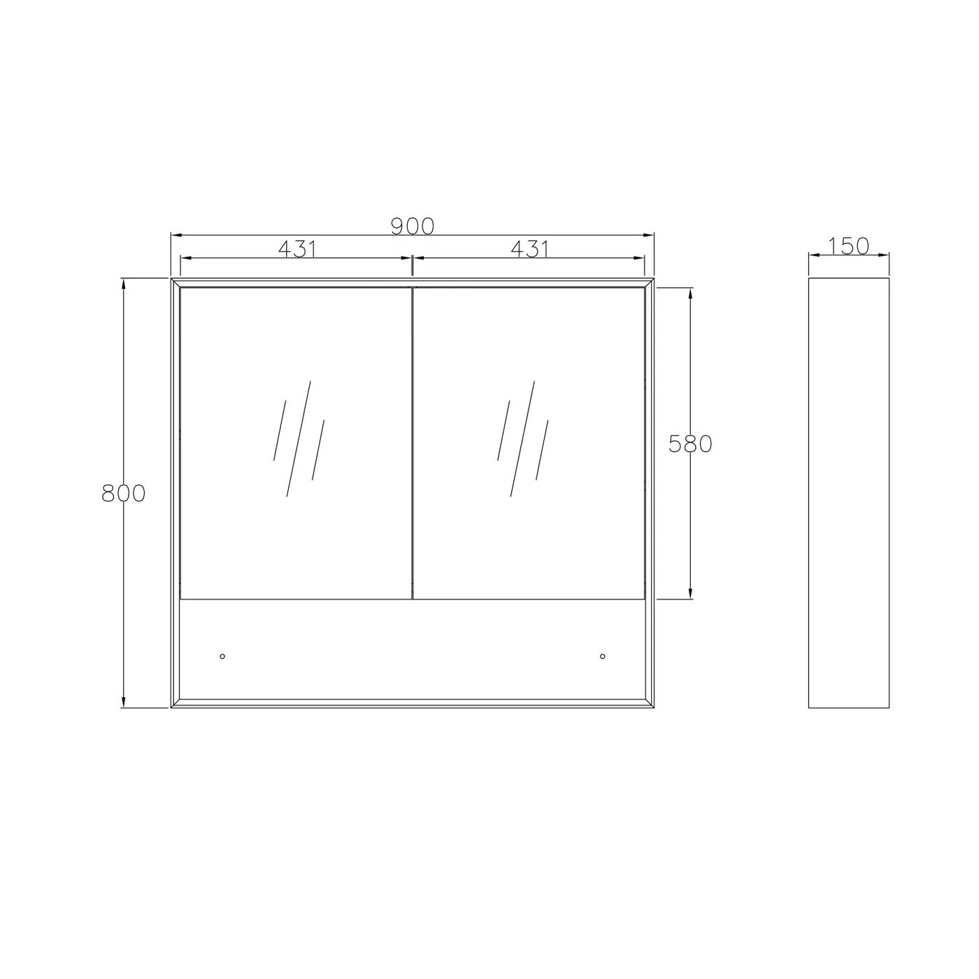 Marlo 900 Wall-Hung Shaving Cabinet Matte Black
