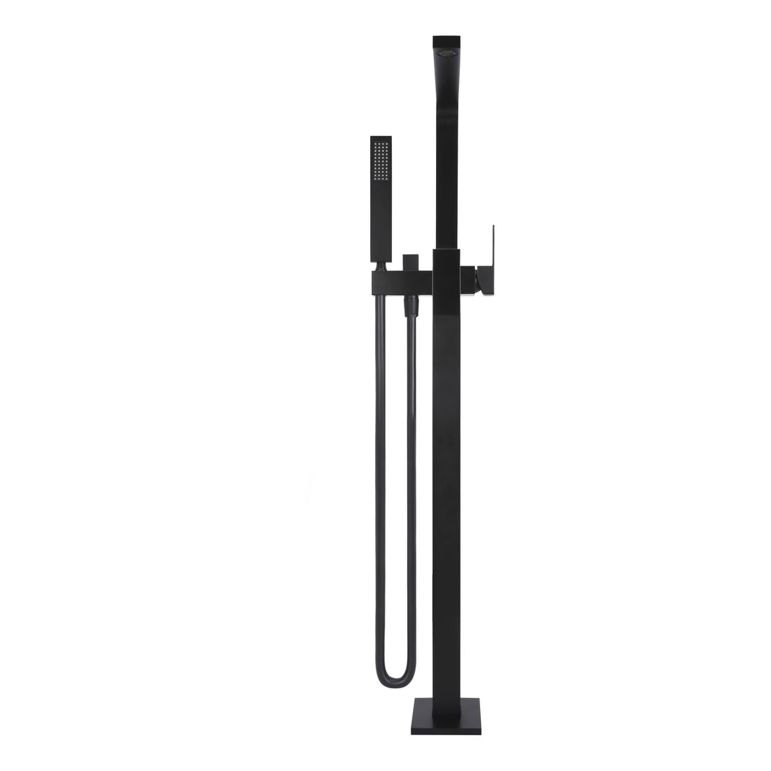 Square Freestanding Bath Spout and Hand Shower Matte Black