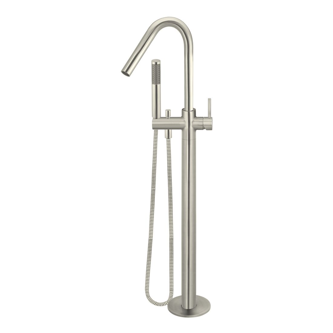 Round Freestanding Bath Spout and Hand Shower MB09-PVDBN Brushed Nickel