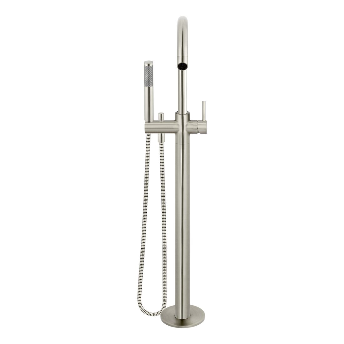 Round Freestanding Bath Spout and Hand Shower MB09-PVDBN Brushed Nickel