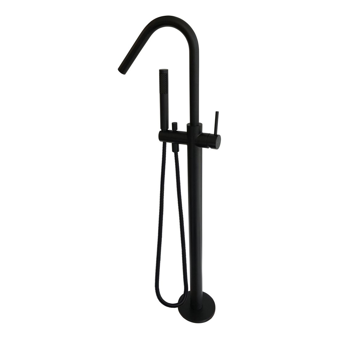 Round Freestanding Bath Spout and Hand Shower MB09 Matte Black