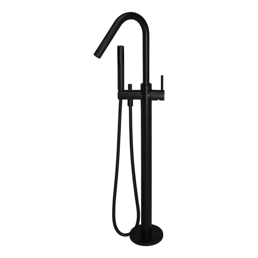 Round Freestanding Bath Spout and Hand Shower MB09 Matte Black