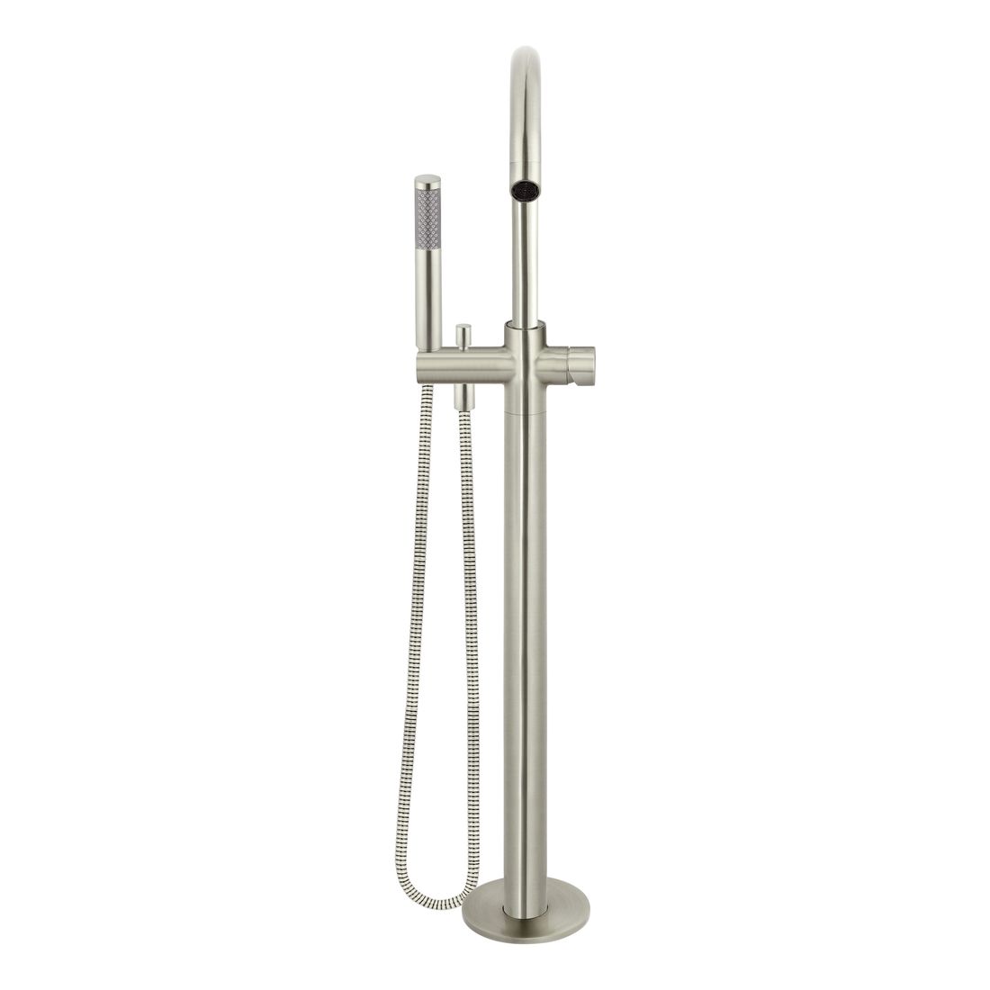 Round Freestanding Bath Spout and Hand Shower MB09PN-PVDBN Brushed Nickel