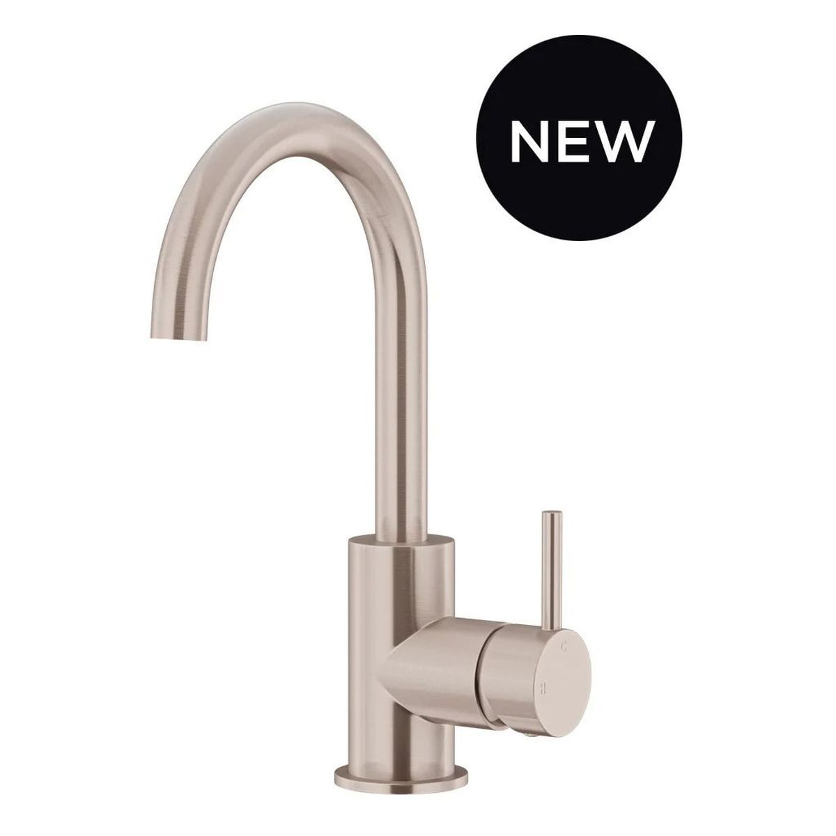 Round Gooseneck Basin Mixer, Champagne