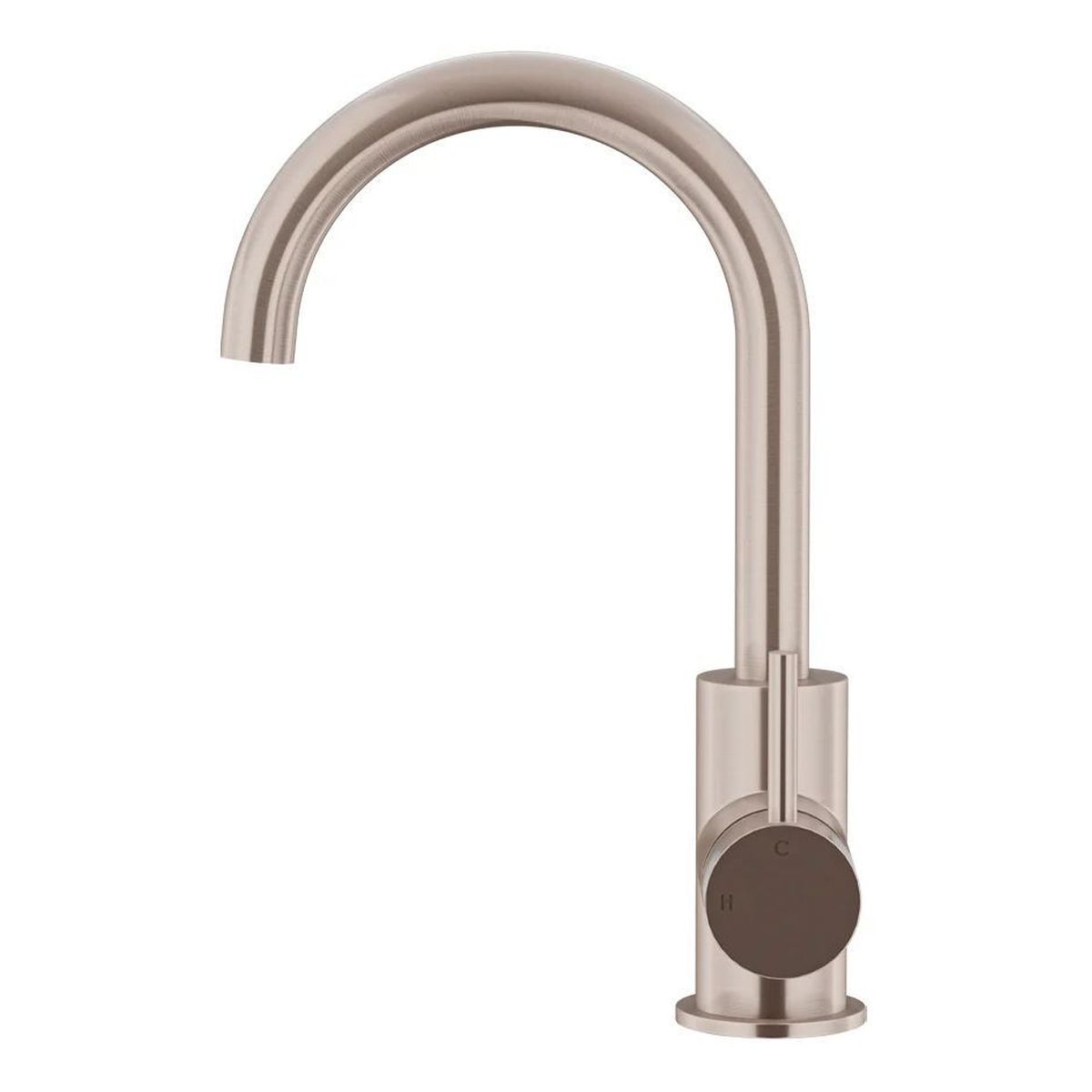 Round Gooseneck Basin Mixer, Champagne