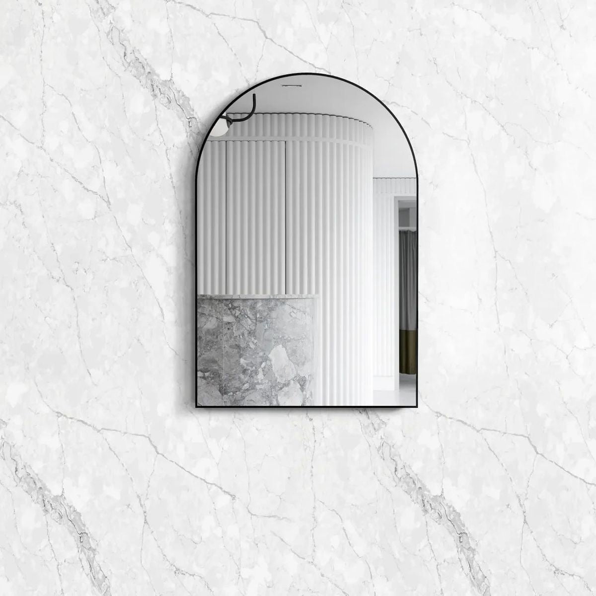 Archie Metal Framed Mirror in Matte Black
