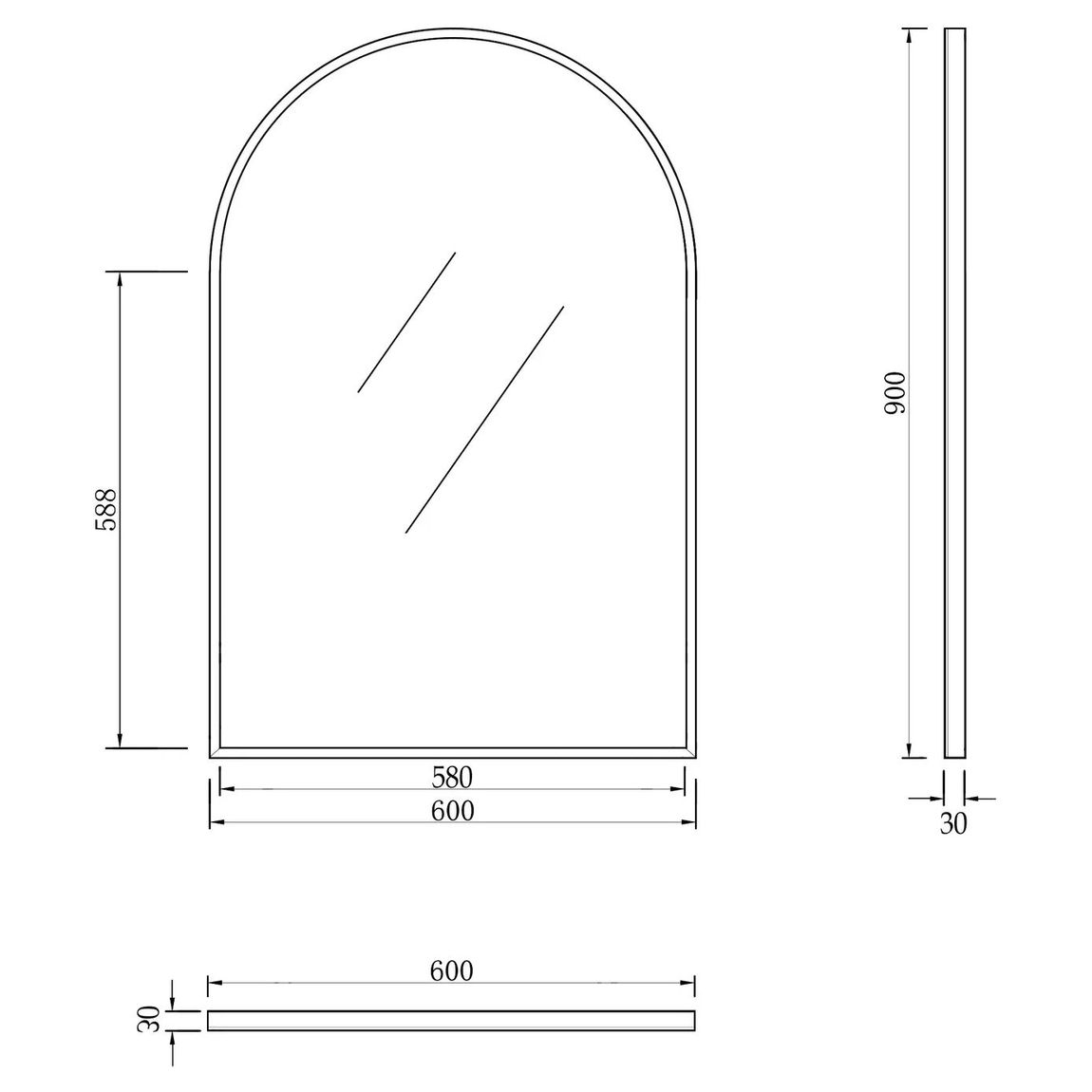 Archie Metal Framed Mirror in Matte Black