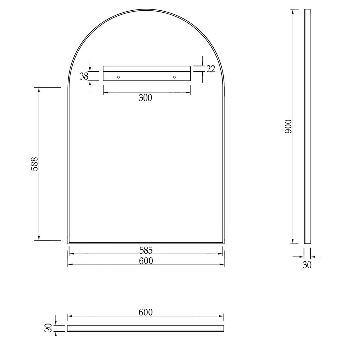 Archie Metal Framed Mirror in Matte Black