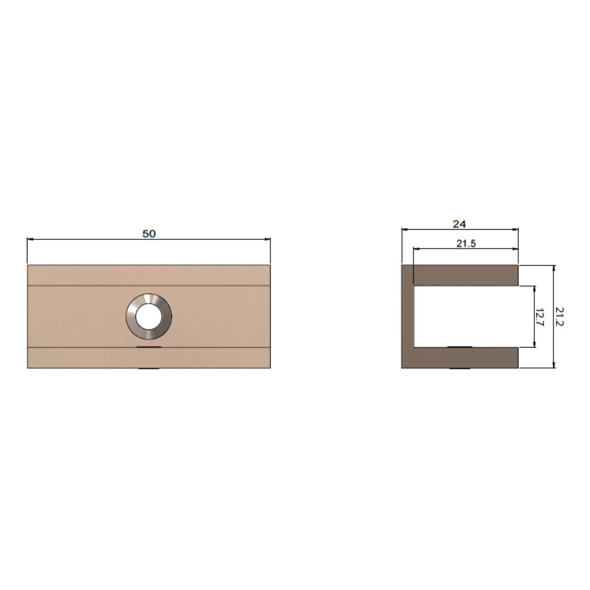 Glass Fixing U Bracket - Champagne