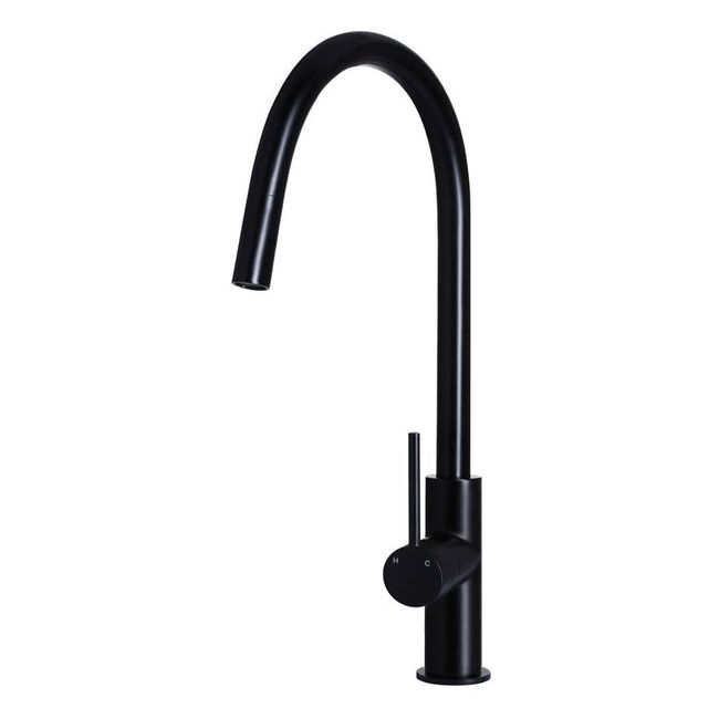 Round Piccola Pull Out Kitchen Mixer Tap Matte Black