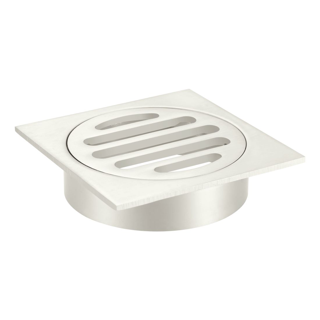 Square Floor Grate Shower Drain 80mm outlet Brushed Nickel