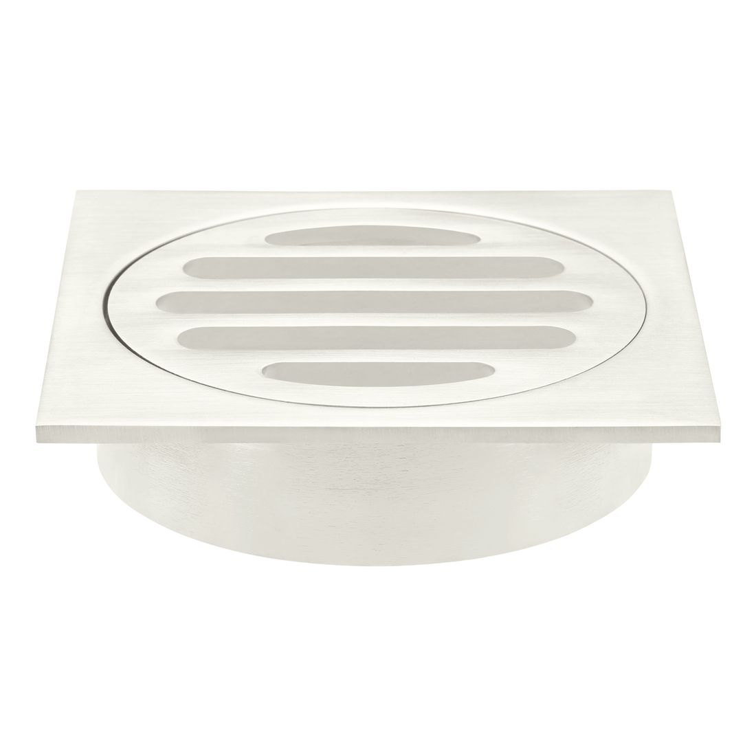 Square Floor Grate Shower Drain 80mm outlet Brushed Nickel