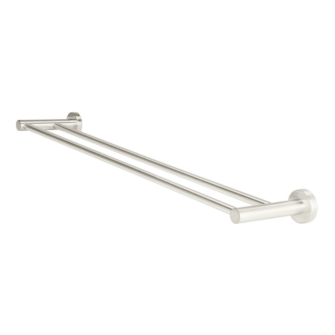 Round Double Towel Rail 600mm Brushed Nickel