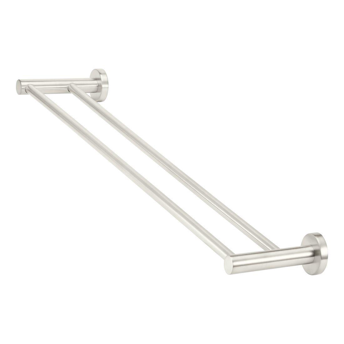 Round Double Towel Rail 600mm Brushed Nickel