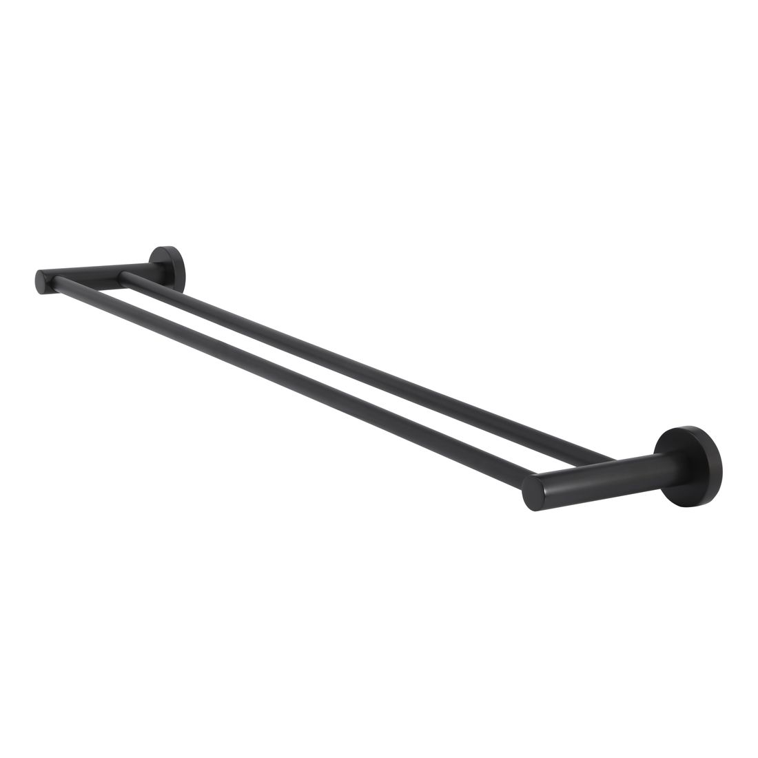 Round Double Towel Rail 600mm Matte Black