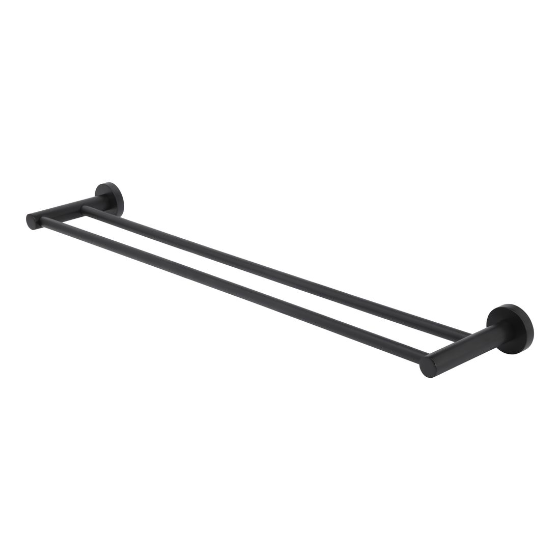 Round Double Towel Rail 600mm Matte Black