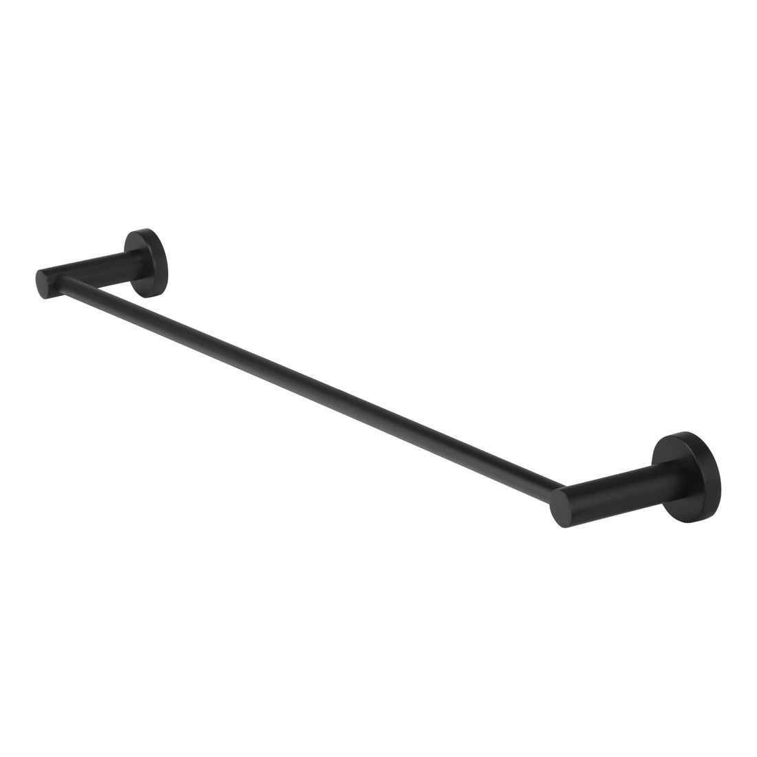 Round Single Towel Rail 600mm Matte Black
