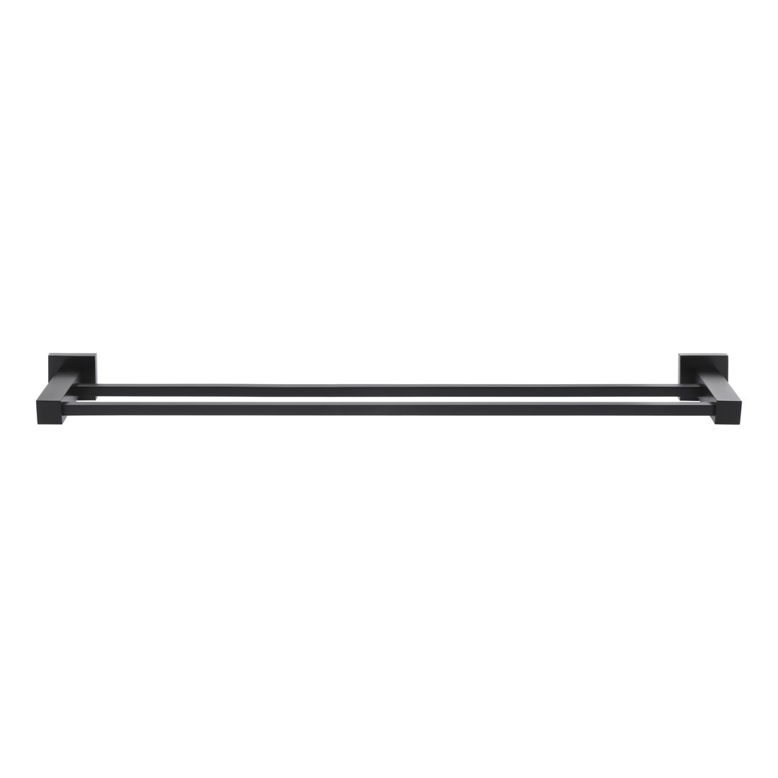 Square Double Towel Rail 600mm Matte Black