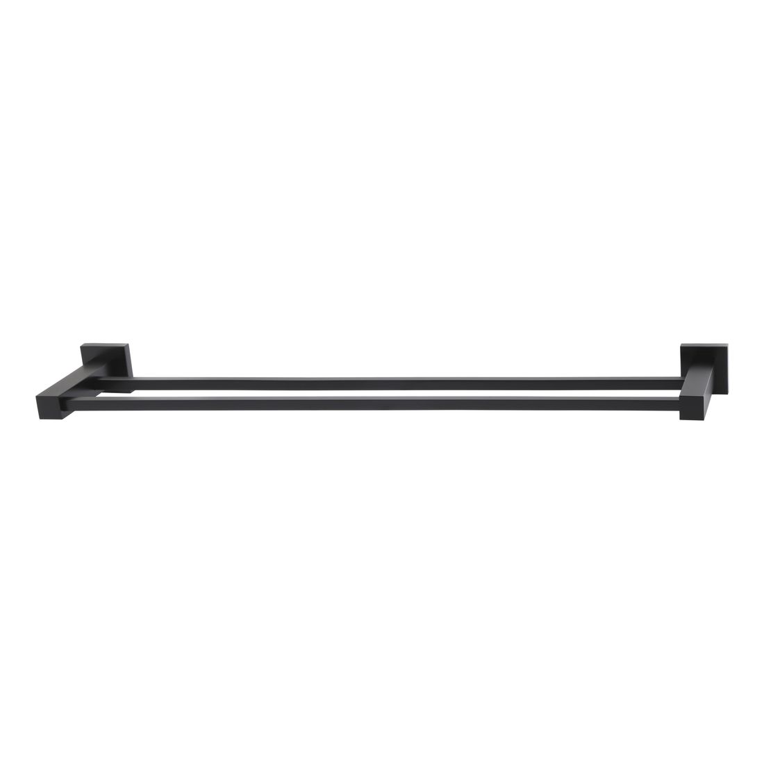 Square Double Towel Rail 600mm Matte Black