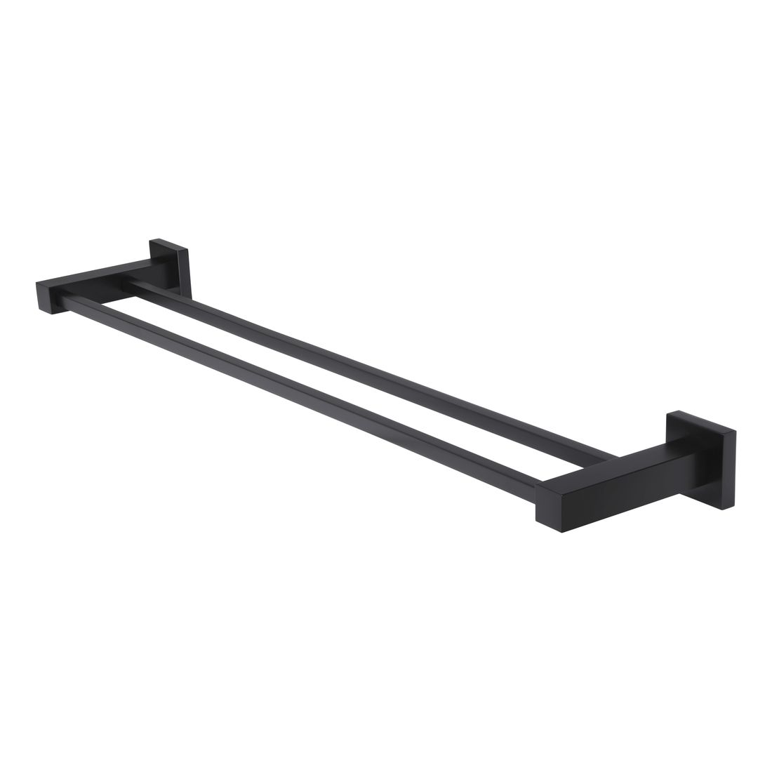 Square Double Towel Rail 600mm Matte Black