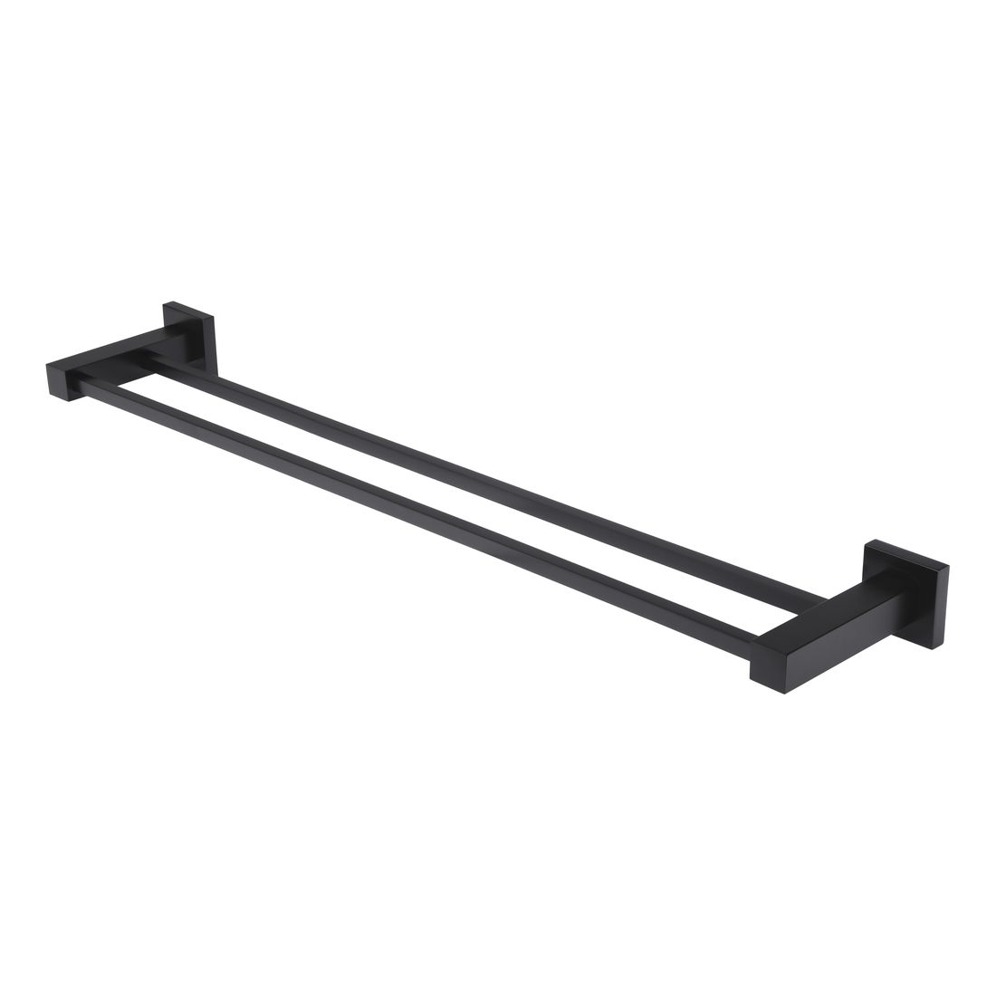 Square Double Towel Rail 600mm Matte Black