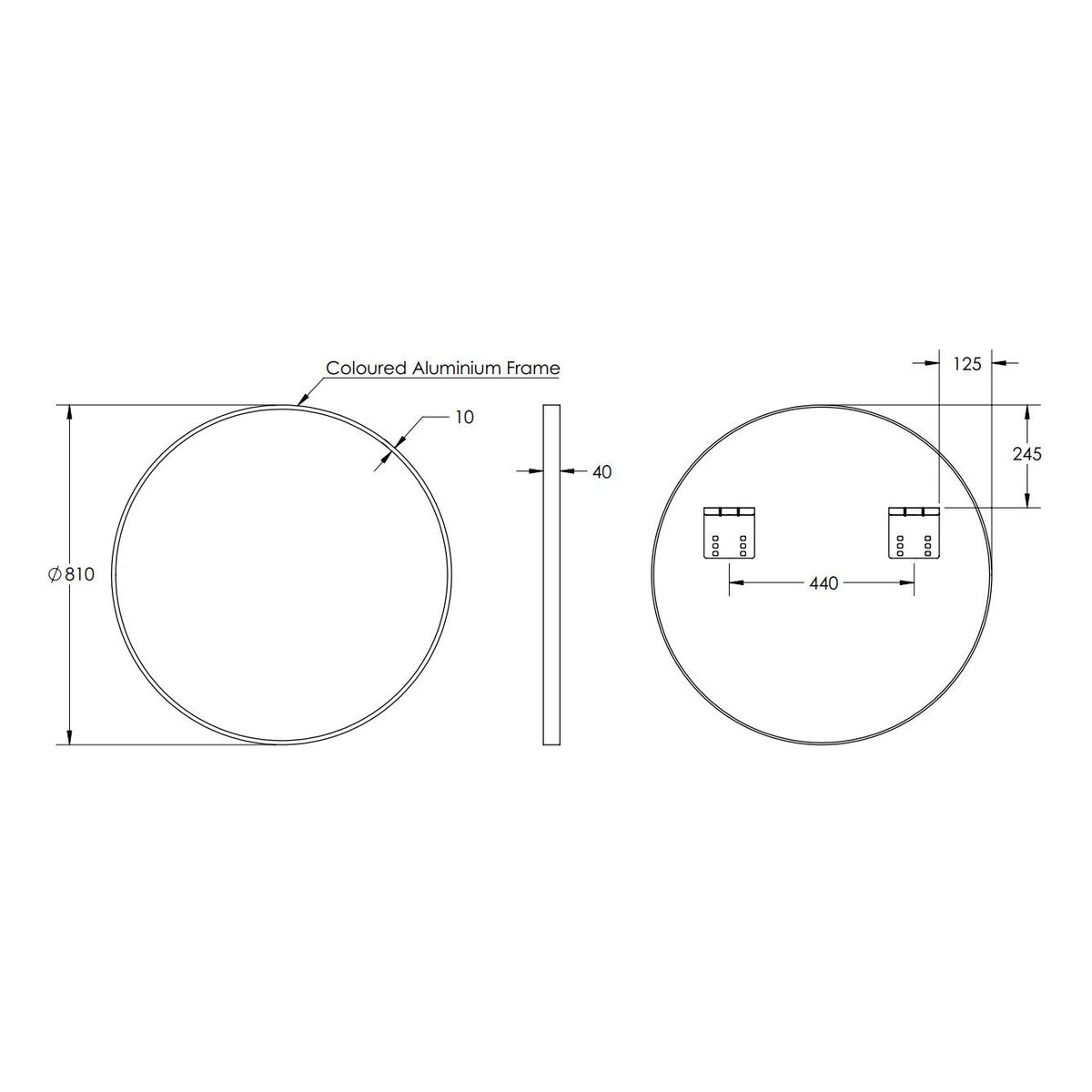 Modern Round 800 Mirror with Portable Magnifier - Georgian Metal