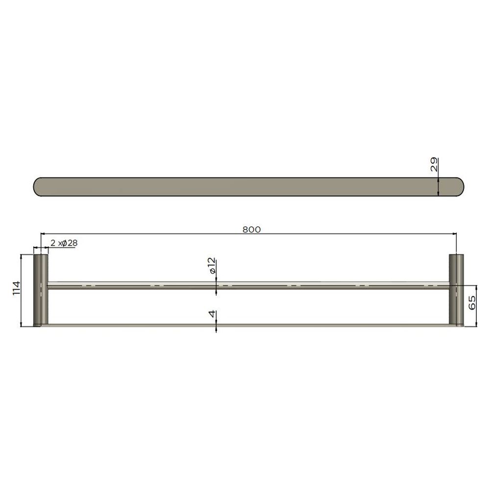 Curvae Double Towel Rail 800mm - Matte Black