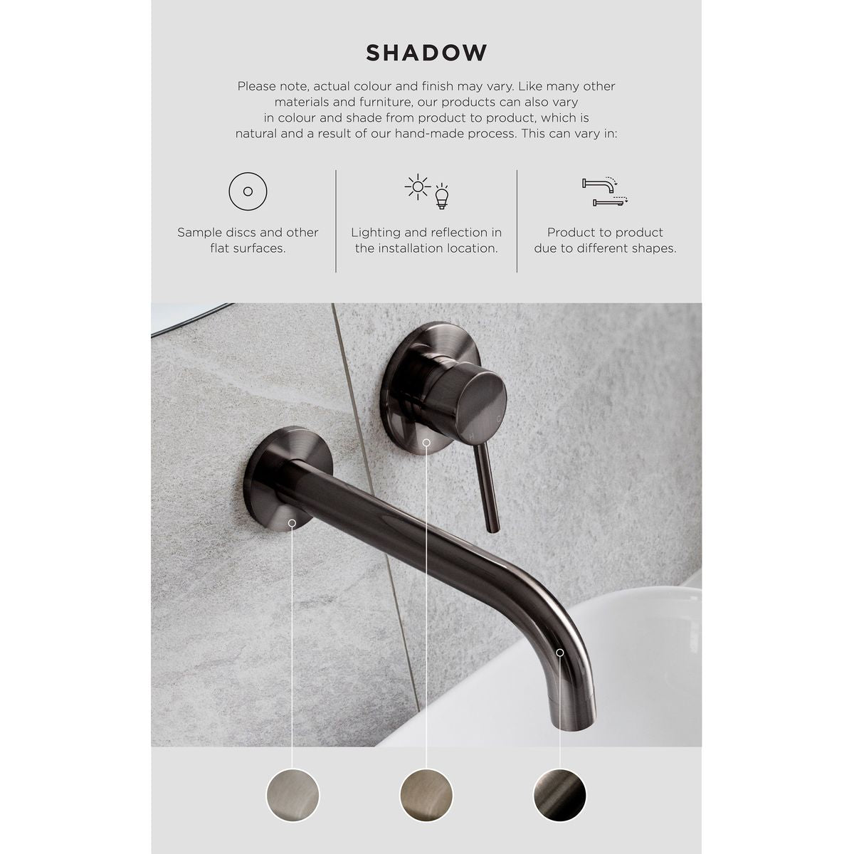 Round Wall Mixer Pinless Handle Trim Kit (In-Wall Body Not Included) - Shadow Gunmetal