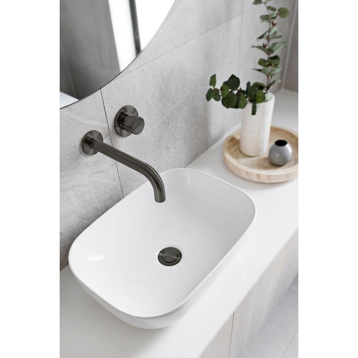 Round Wall Mixer Pinless Handle Trim Kit (In-Wall Body Not Included) - Shadow Gunmetal