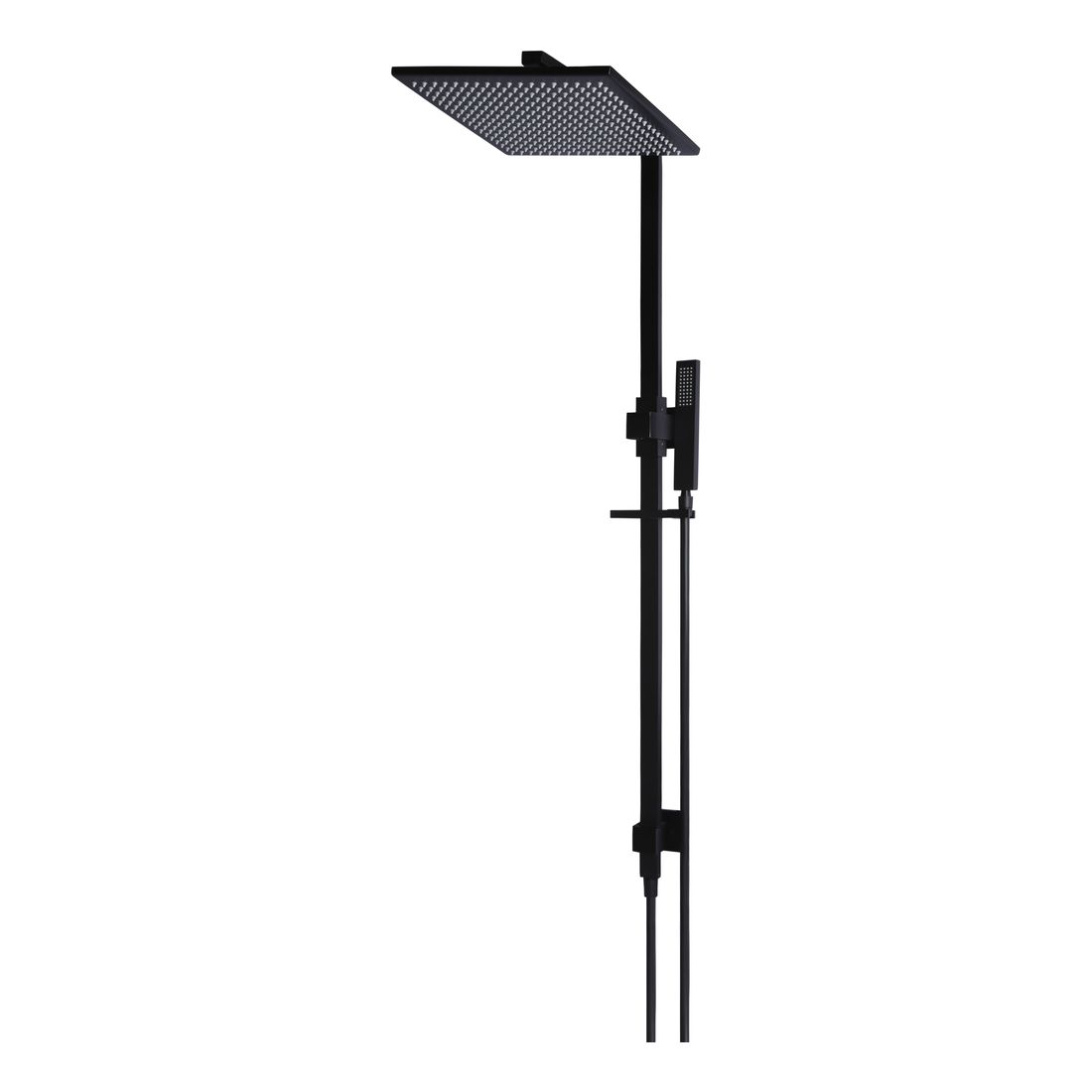 Square Combination Shower Rail 300mm rose Matte Black
