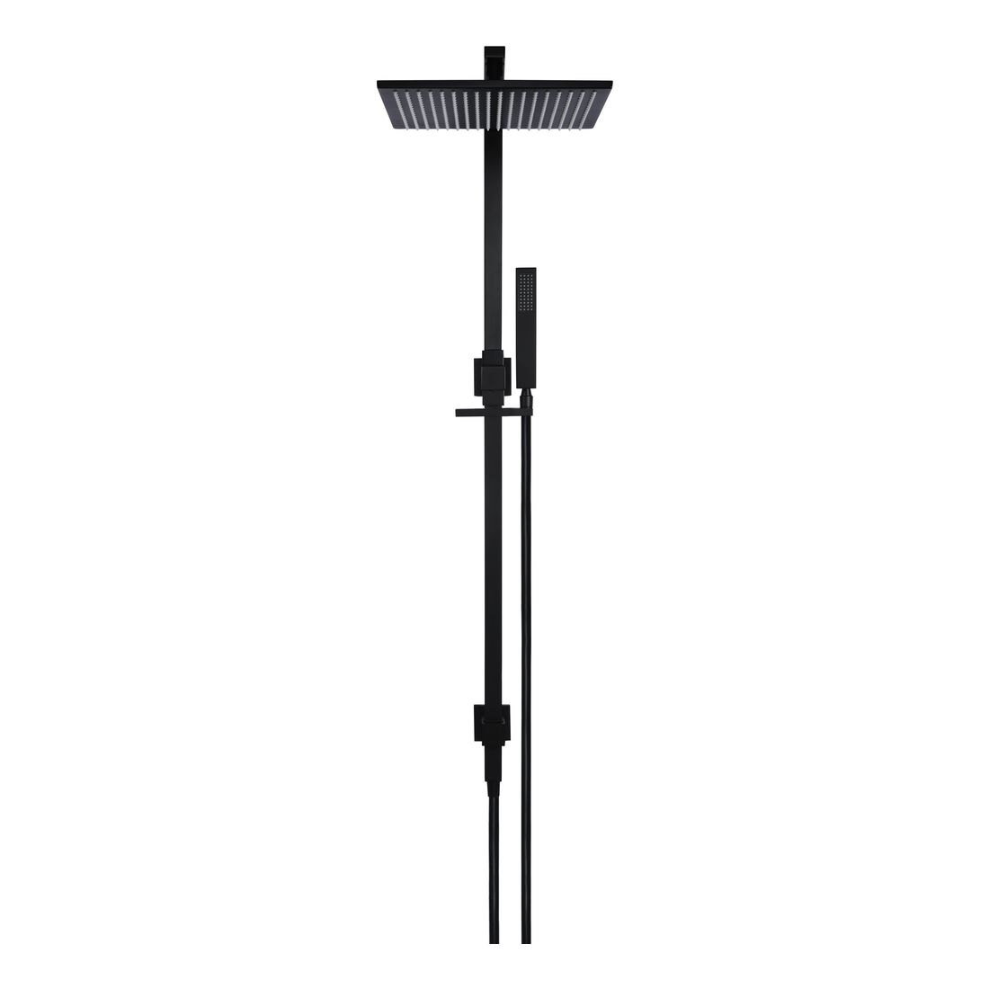 Square Combination Shower Rail 300mm rose Matte Black
